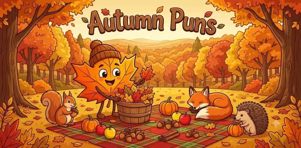 Funny autumn September cartoon