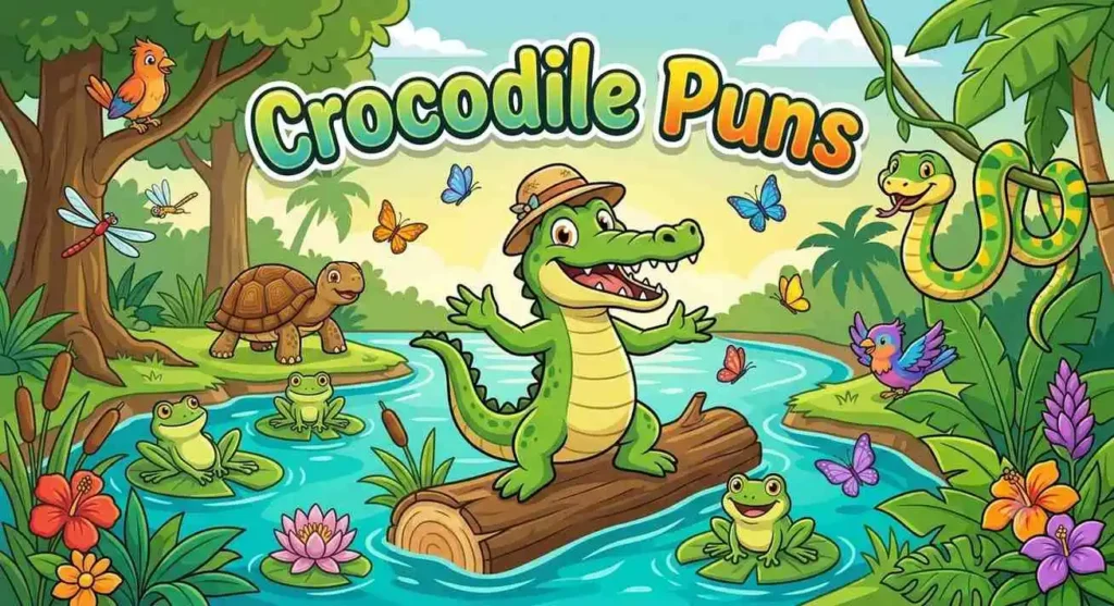 Smiling crocodile beside river