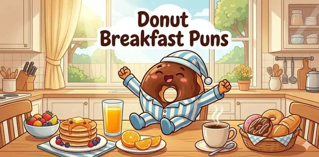 Happy donut breakfast scene