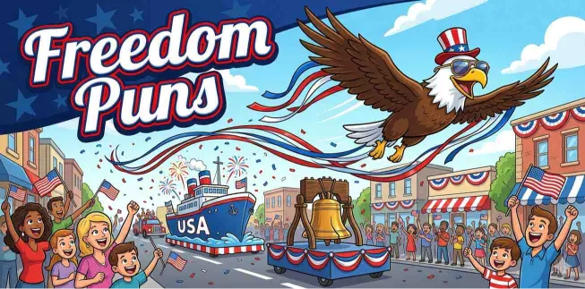 Cartoon eagle enjoying freedom celebration