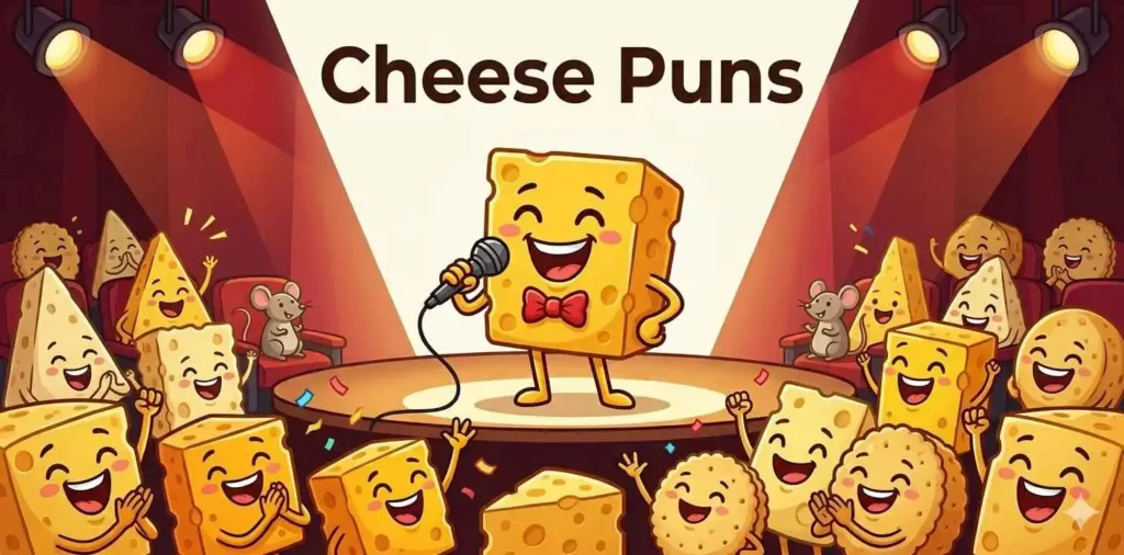 Cartoon cheese at comedy show