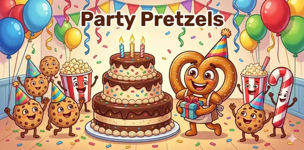 Pretzel mascot birthday celebration party