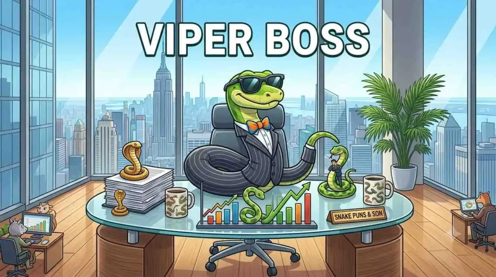 Cartoon viper snake office boss