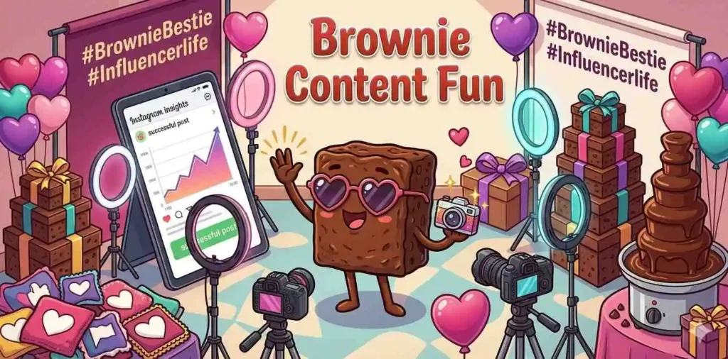 Happy brownie creating content
