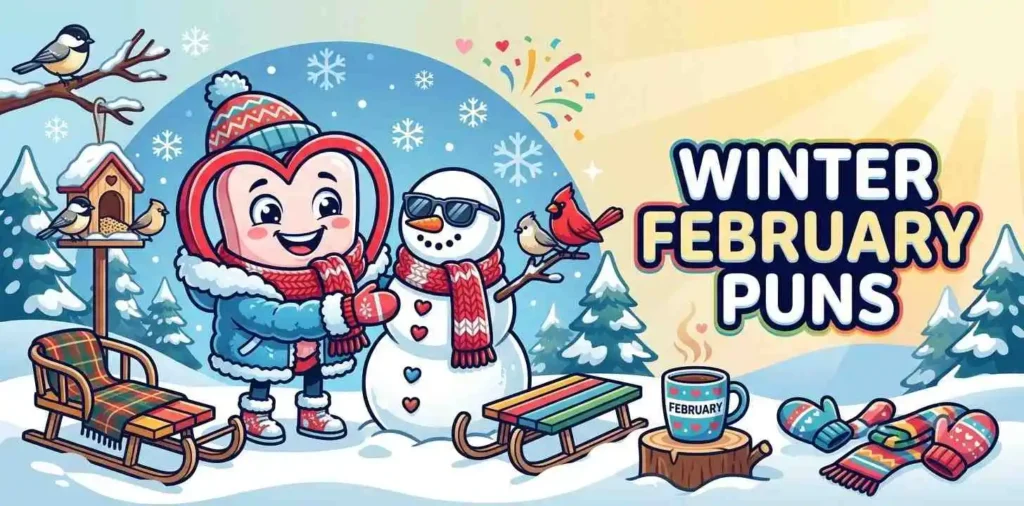 Funny winter February cartoon