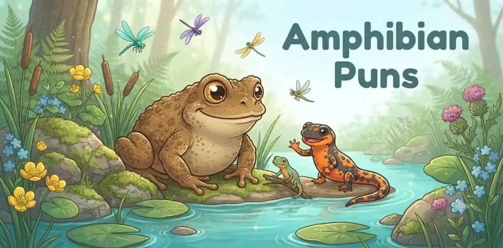 Friendly toad with salamander