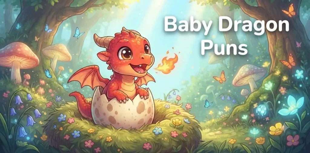 Baby dragon hatching happily
