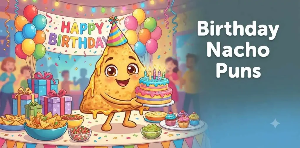 Birthday nacho holding cake