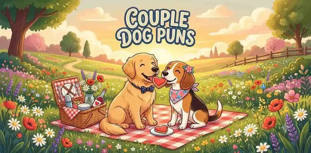 Cute dog couple sharing romantic moment