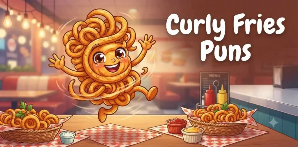 Golden curly fries twisting