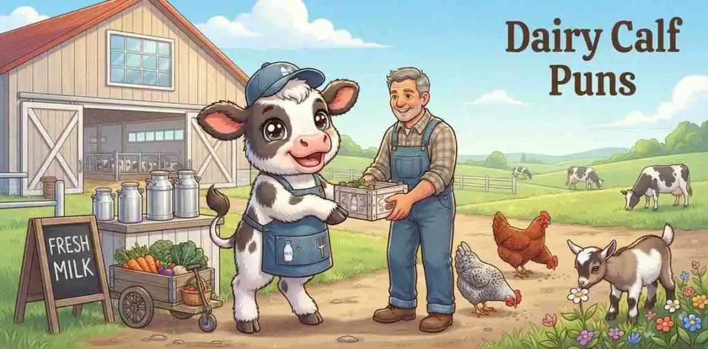 Dairy calf farm illustration