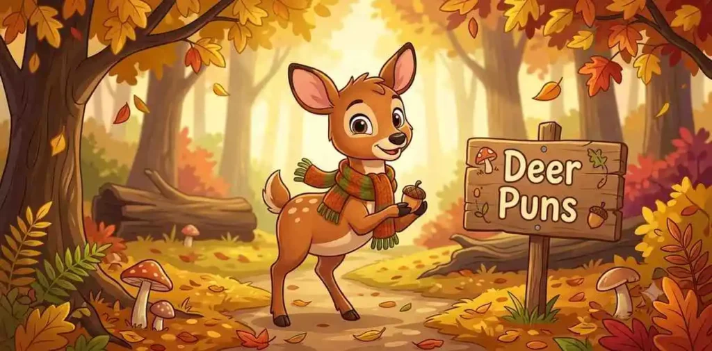Cute deer forest scene