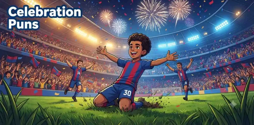 Goal celebration with confetti