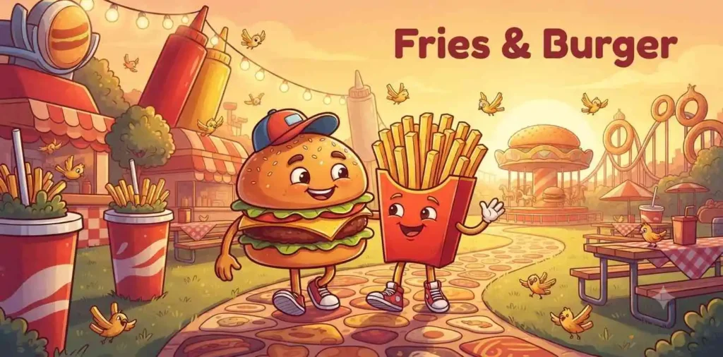 Burger and fries best friends