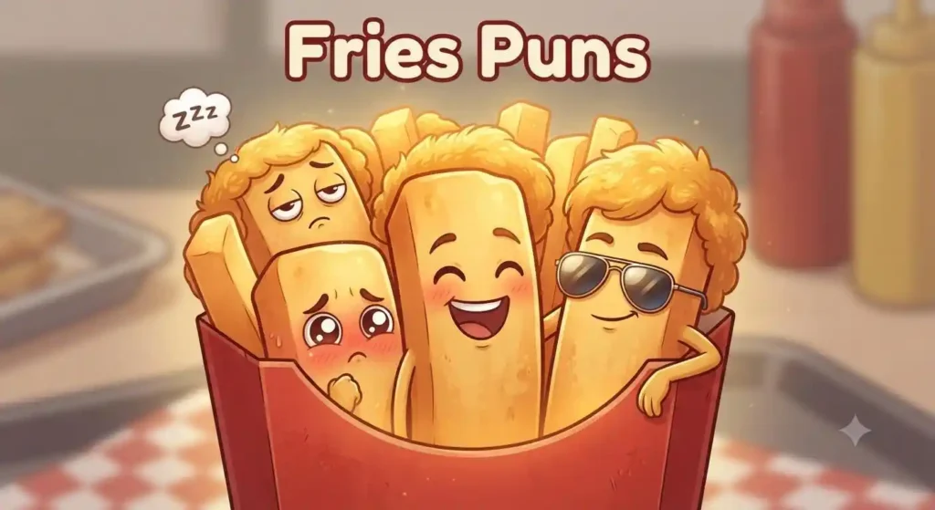 Cute fries cartoon laughing together