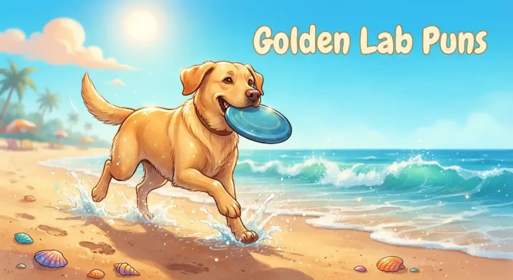 Golden labrador dog at beach