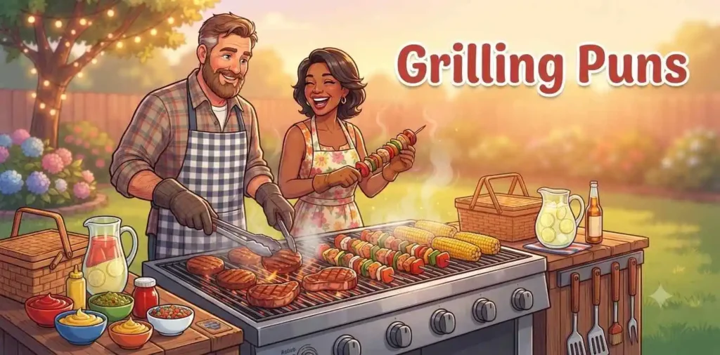 Friends grilling summer feast