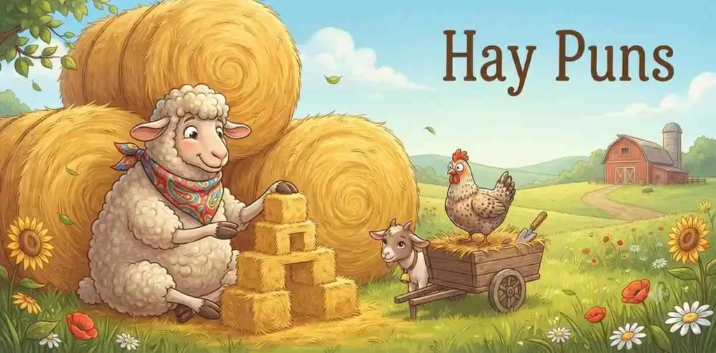 Funny hay bale farm scene