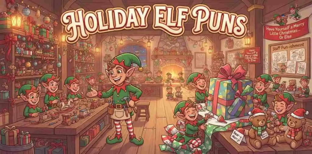 Funny elves making toys