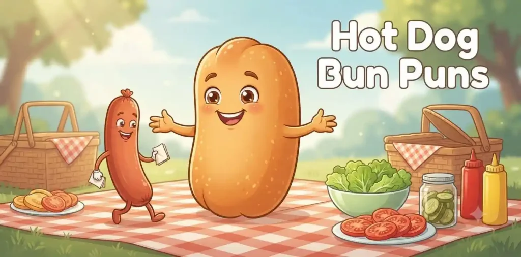 Cheerful hot dog bun