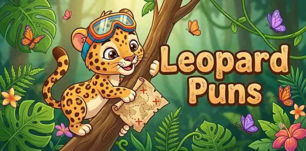 Cute leopard jungle scene