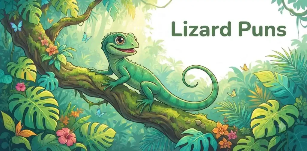 Playful lizard climbing branch