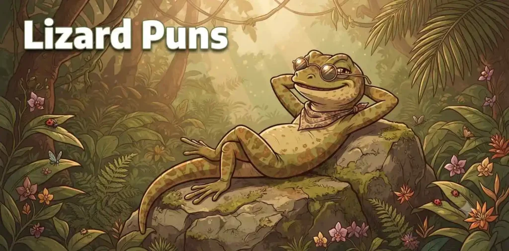 Funny lizard relaxing in jungle