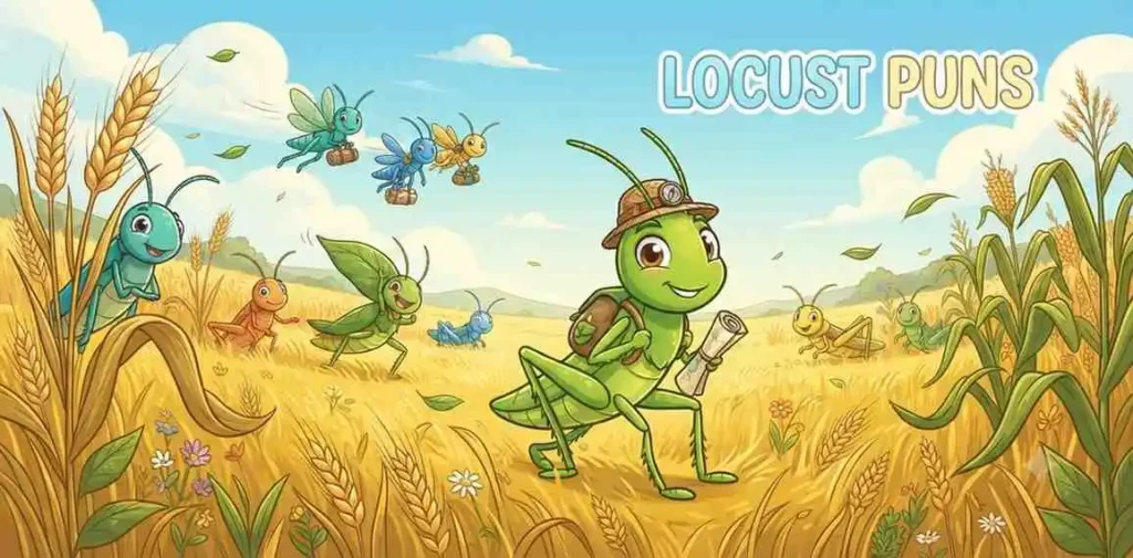 Funny locust in field