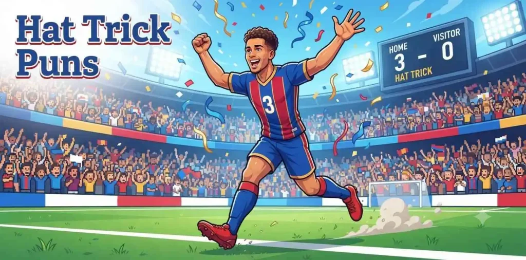 Player celebrating hat trick goals