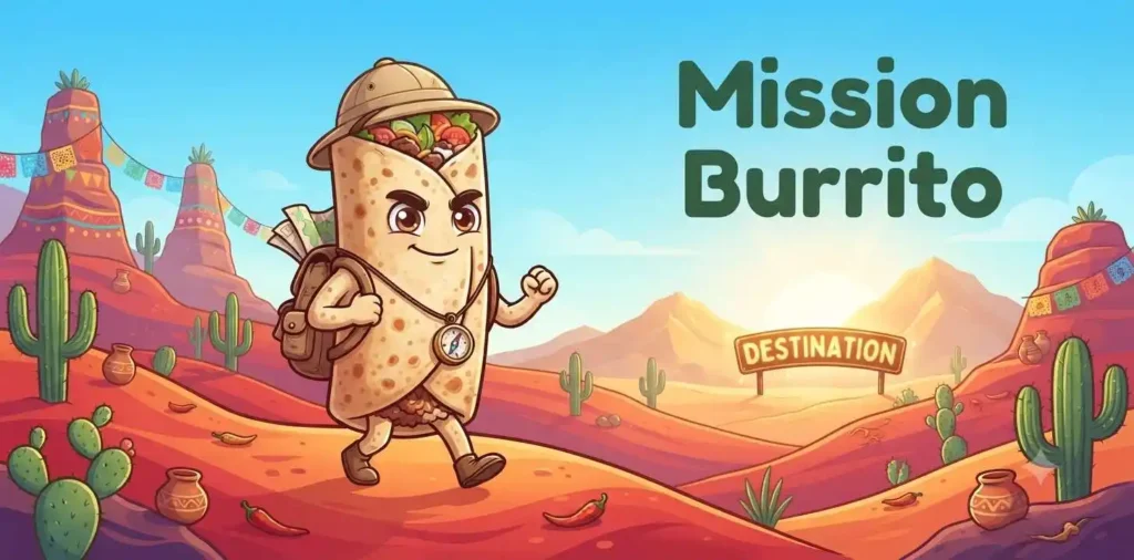 Funny mission burrito explorer character