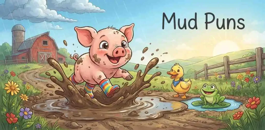 Pig playing in mud