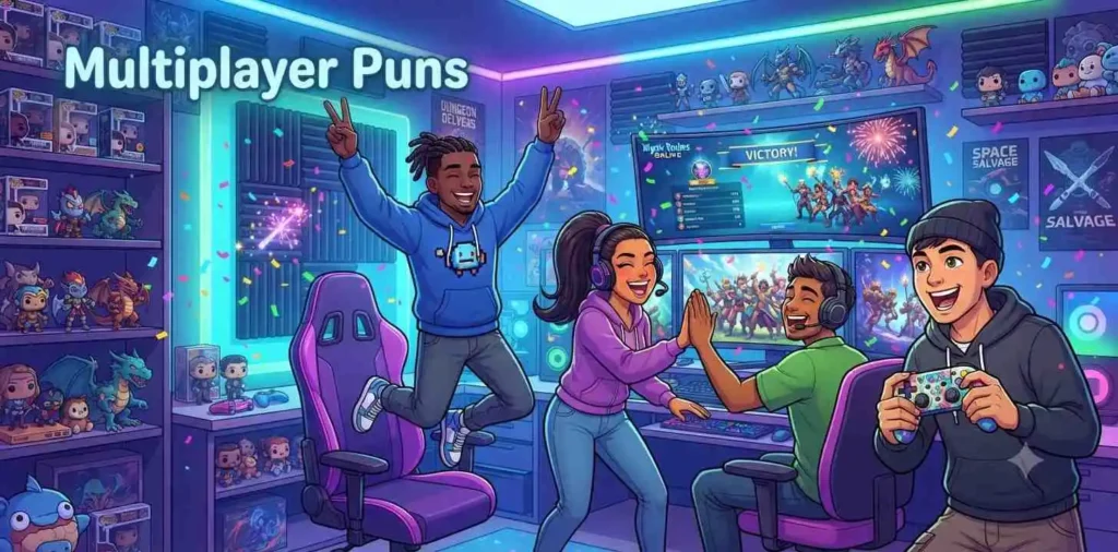 Friends celebrating game victory