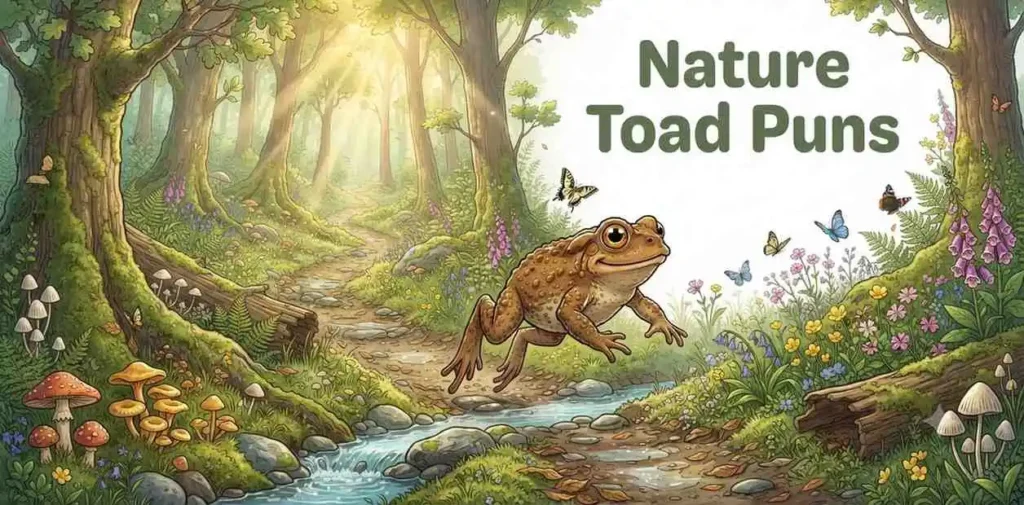 Toad exploring forest trail