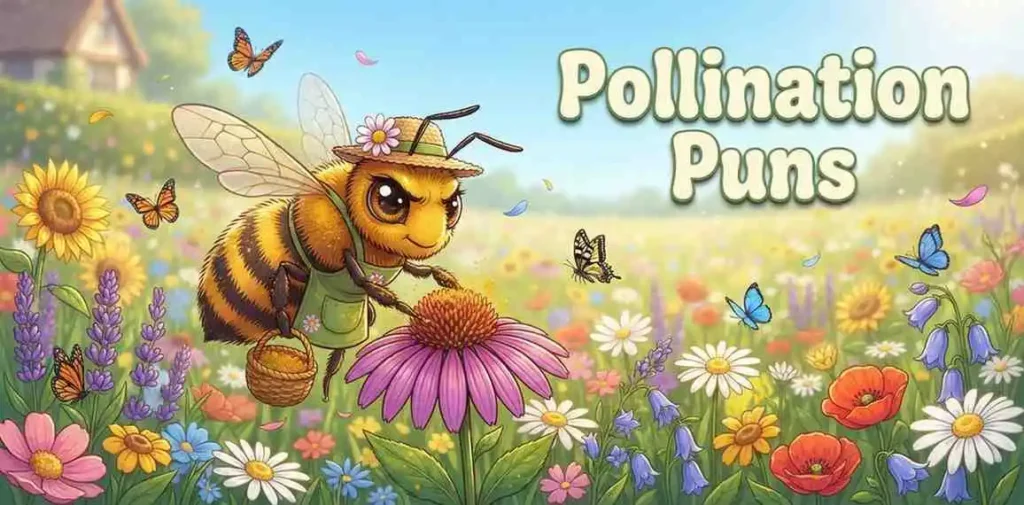 Bee pollinating colorful flowers
