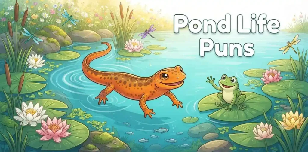 Newt exploring lily pads