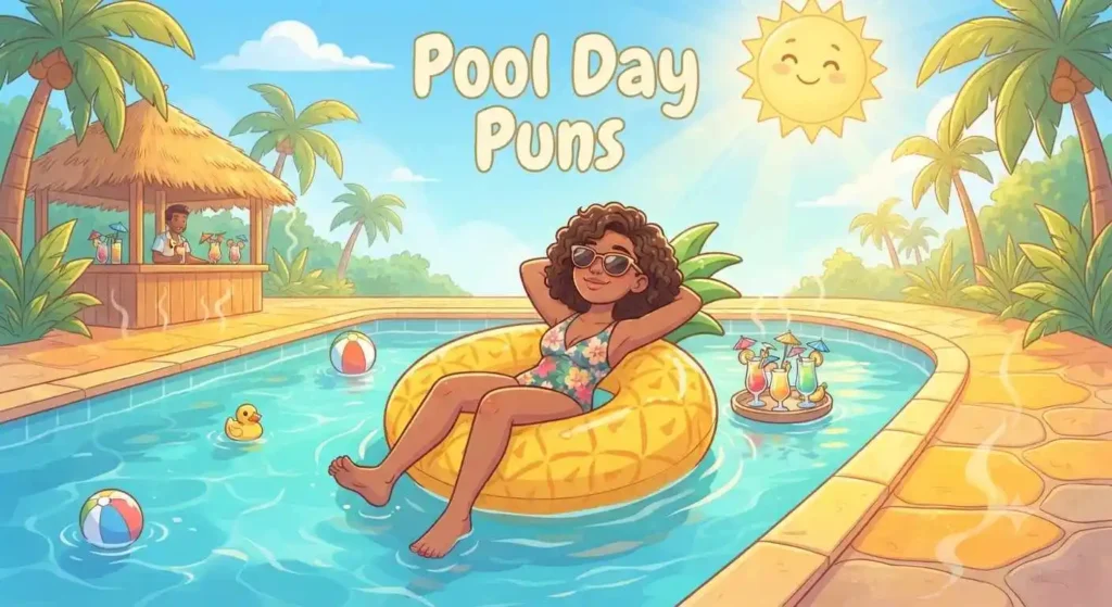 Cartoon pool party summer