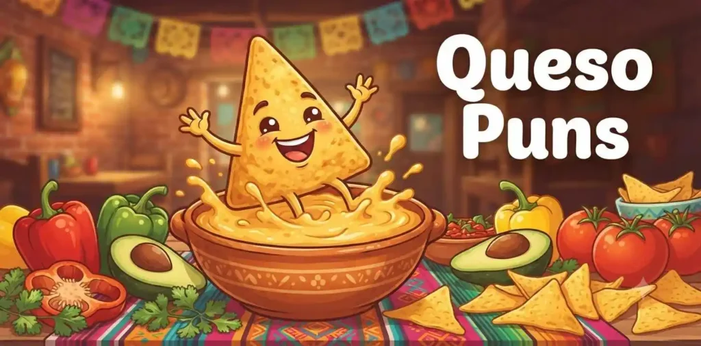 Nacho dipping into queso