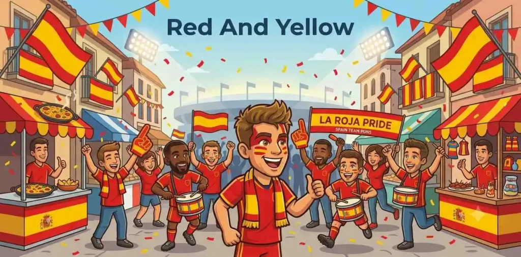 Spain fans red yellow celebration