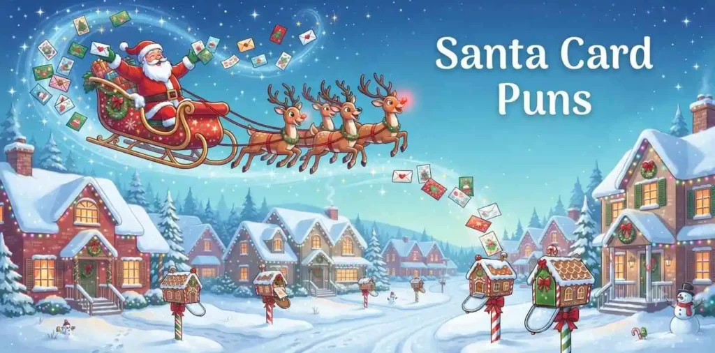 Santa delivering funny Christmas cards