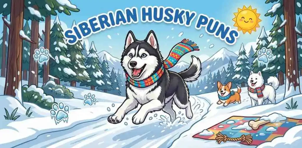 Siberian Husky playing snow