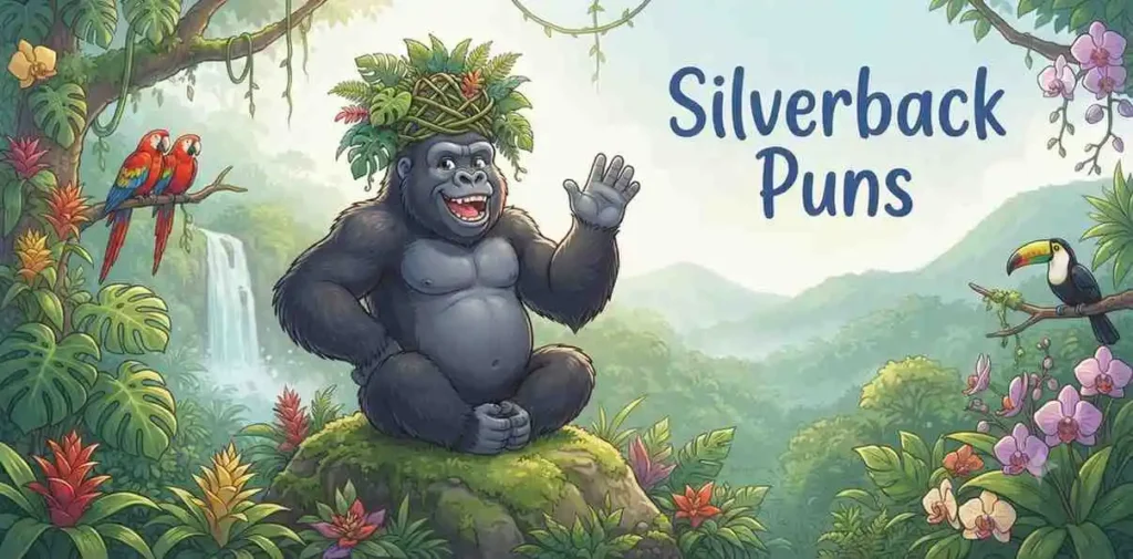 Friendly silverback gorilla jungle