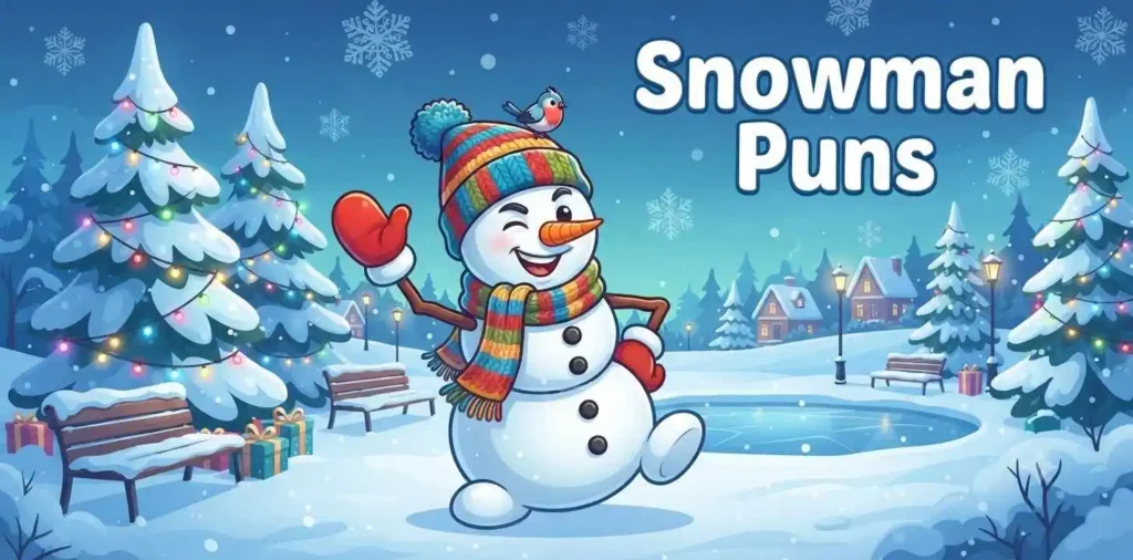 Happy snowman with winter hat