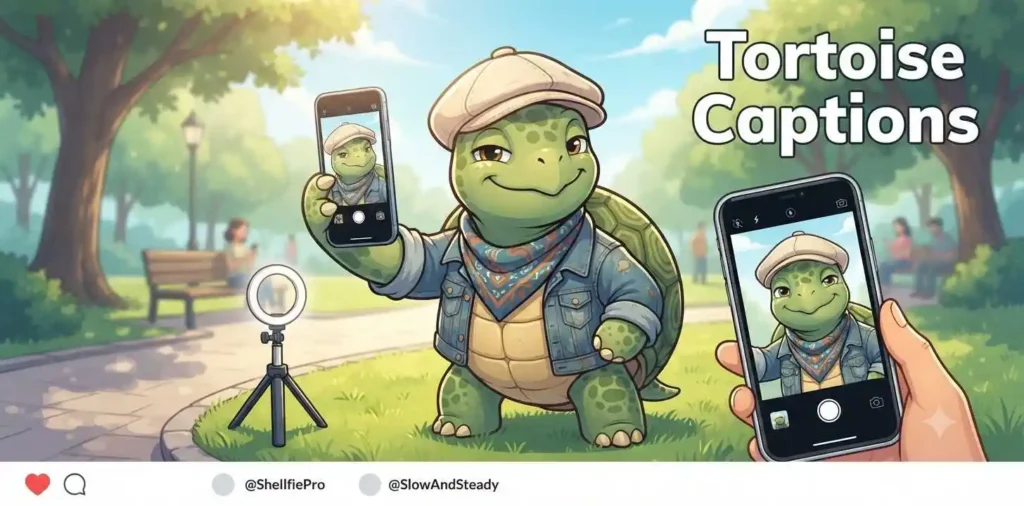 Tortoise taking selfie outdoors