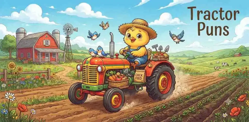 Funny tractor farm illustration