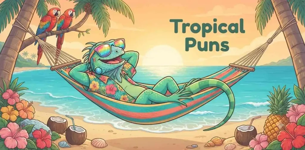 Relaxed iguana on tropical beach