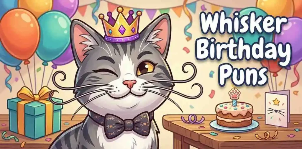 Funny cat with birthday whiskers