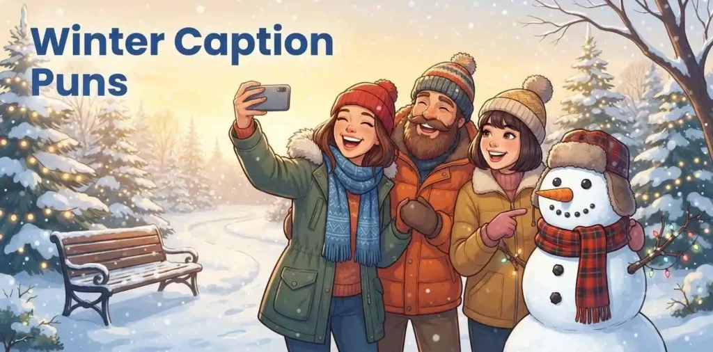 Friends taking snowy selfies