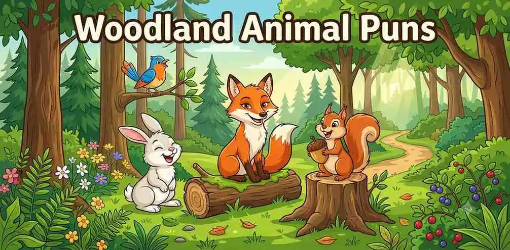 Woodland animals scene