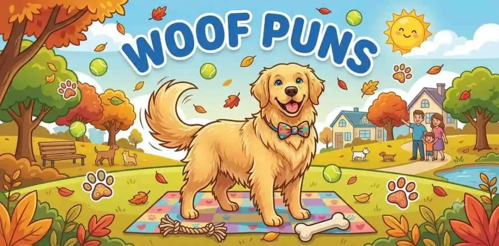 Happy dog making playful woof sounds