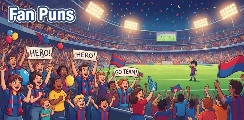 Excited football fans cheering